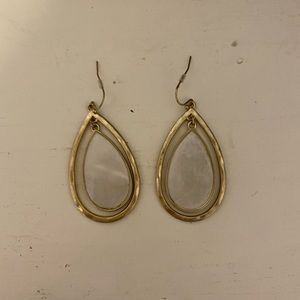 Gold and Pearl Hanging Pear Shaped Earrings
